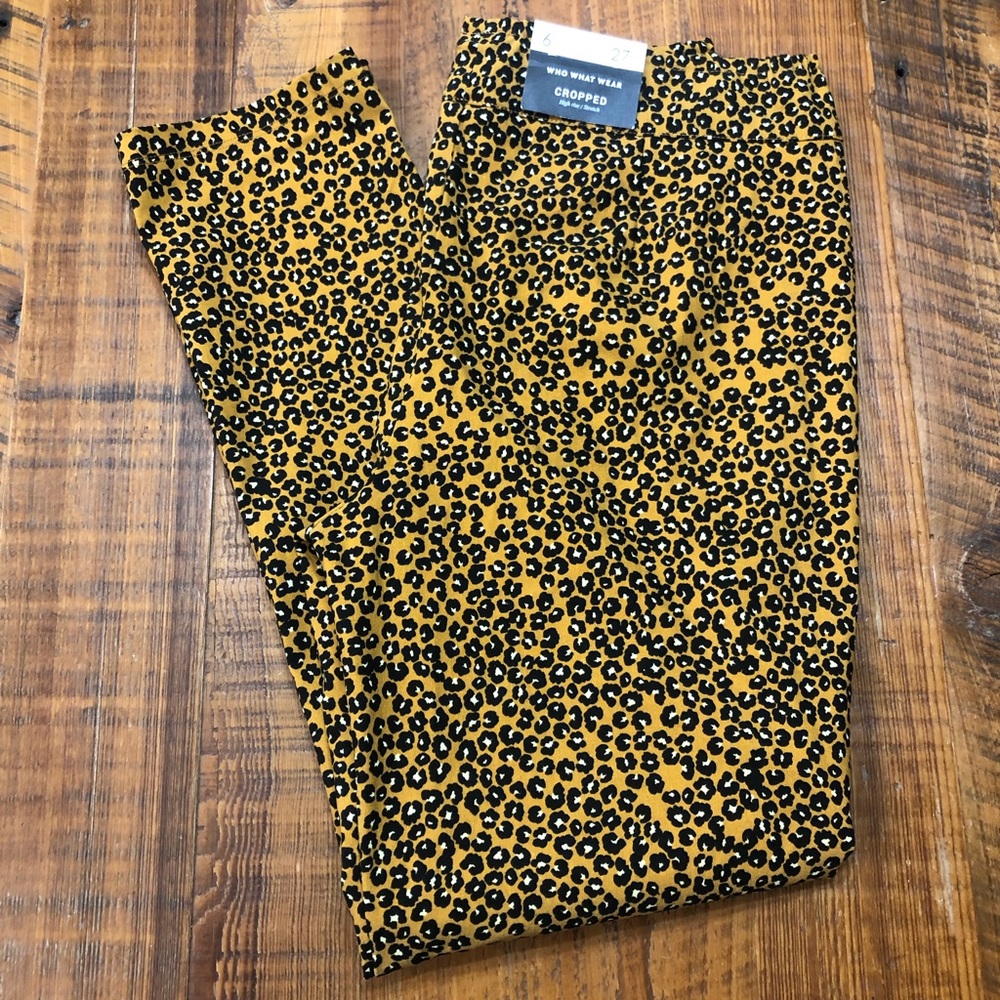 NWT Who What Wear Cropped Leopard Print Pants, Size 6